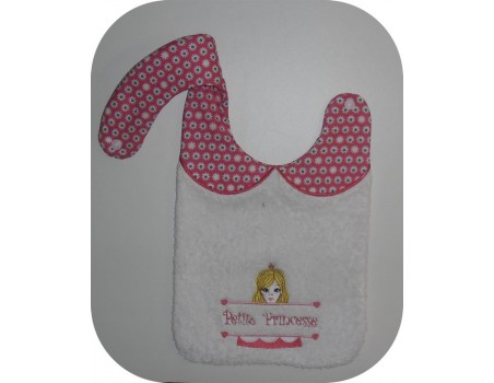 Motif de broderie machine ITH  Bavoir princesse