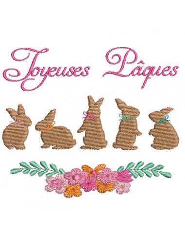 Motif de broderie machine  les lapins de Pâques