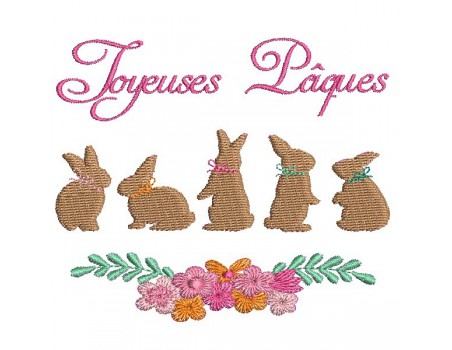 Motif de broderie machine  les lapins de Pâques