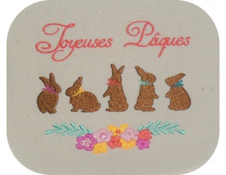 Motif de broderie machine  les lapins de Pâques