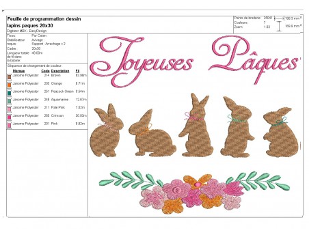 Instant download machine embroidery easter rabbit
