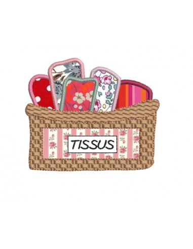 Motif de broderie panier de tissus