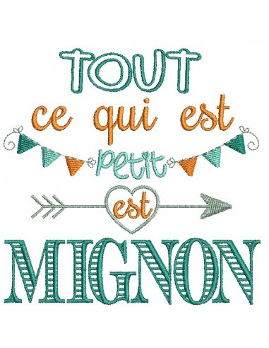 Motif de broderie machine  texte mignon