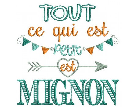 Motif de broderie machine  texte mignon