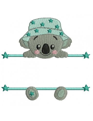 Motif de broderie machine koala  prénom garçon