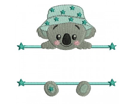 Motif de broderie machine koala  prénom garçon