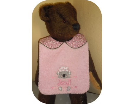 Motif de broderie machine ITH  Bavoir koala  prénom fille