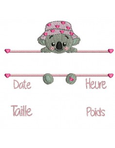 instant download machine embroidery design customizable birth journal girl dinosaurus