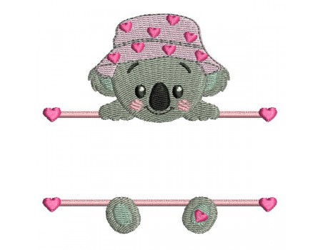 Motif de broderie machine  koala  prénom fille