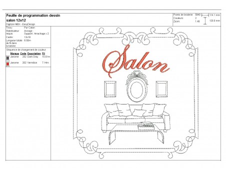 Motif de broderie machine salon