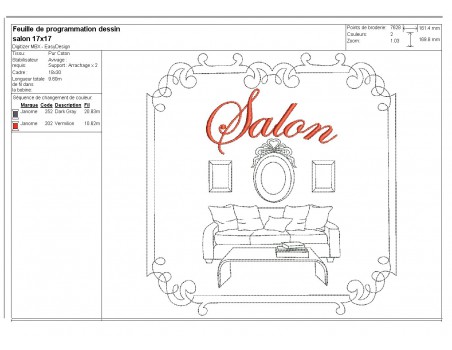 Motif de broderie machine salon