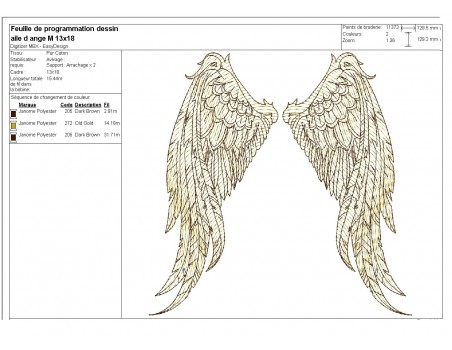 Motif de broderie machine  ailes d'ange