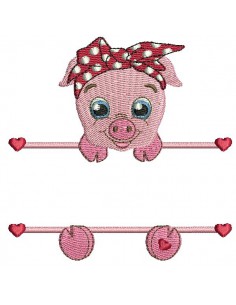 Motif de broderie machine  cochon prénom fille