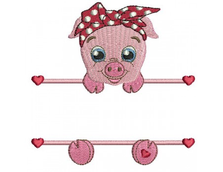 Motif de broderie machine  cochon prénom fille