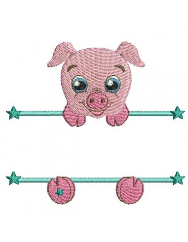 Motif de broderie machine cochon prénom garçon