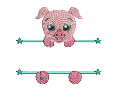 Motif de broderie machine cochon prénom garçon