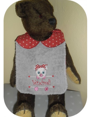 Instant downloads machine embroidery design machine  ITH  bib customizable  koala girl