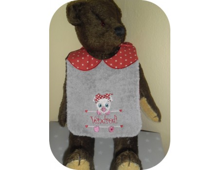 Instant downloads machine embroidery design machine  ITH  bib customizable  koala girl