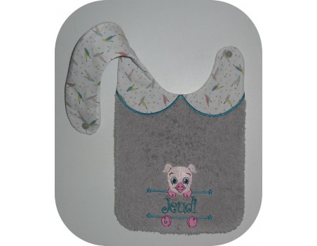 Instant downloads machine embroidery design machine  ITH  bib customizable koala boy