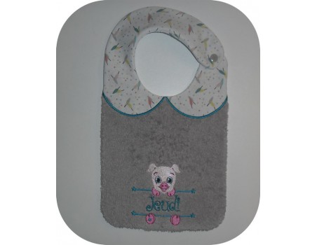 Instant downloads machine embroidery design machine  ITH  bib customizable koala boy