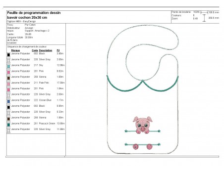 Motif de broderie machine ITH  Bavoir cochon prénom garçon