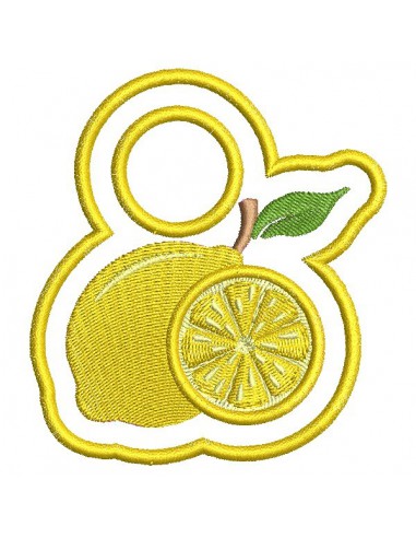 Motif de broderie machine accroche torchon citron ITH