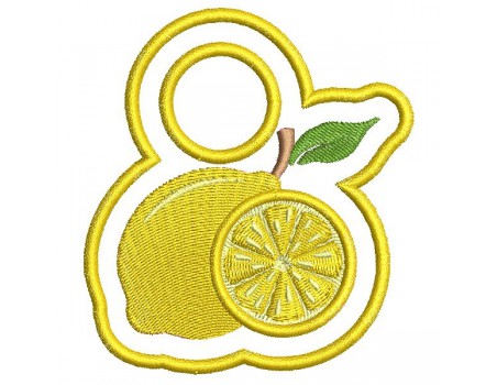 Motif de broderie machine accroche torchon citron ITH