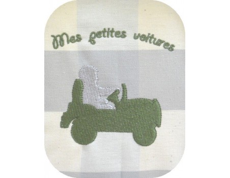 Motif de broderie garçon dans son 4x4