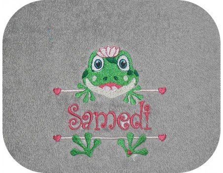 Motif de broderie machine grenouille prénom fille