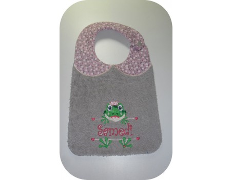 Instant downloads machine embroidery design machine  ITH  bib customizable  frog  girl