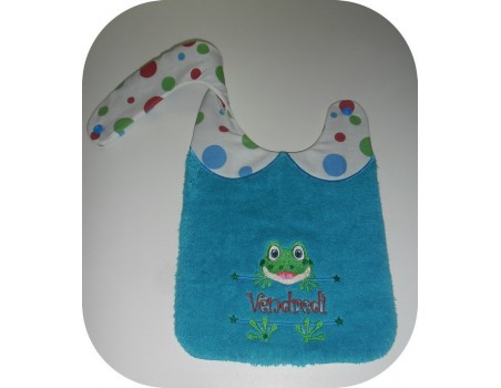 Instant downloads machine embroidery design machine  ITH  bib customizable  frog  boy