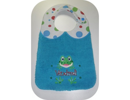 Instant downloads machine embroidery design machine  ITH  bib customizable  frog  boy