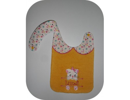 Motif de broderie machine chat prénom fille