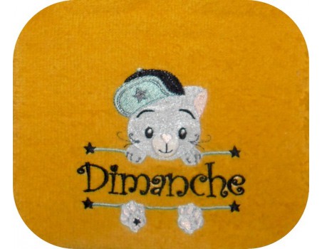 Motif de broderie machine chat prénom garçon