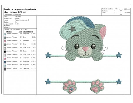 Instant download machine embroidery cat to customize for girl