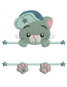 Motif de broderie machine chat prénom garçon
