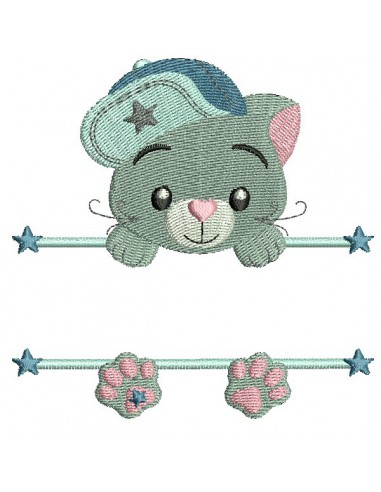 Instant download machine embroidery cat to customize for girl