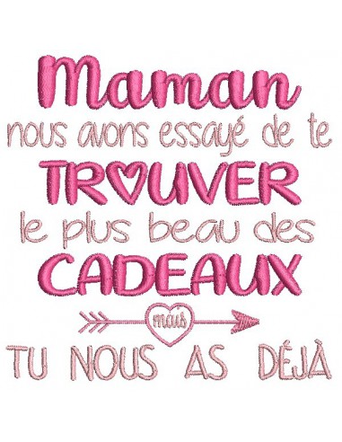 Motif de broderie machine  texte maman cadeau