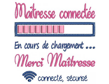 Motif de broderie machine  maîtresse connectée