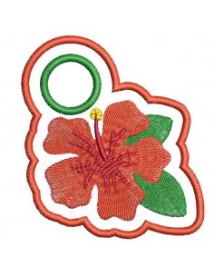 Motif de broderie machine accroche torchon hibiscus ITH