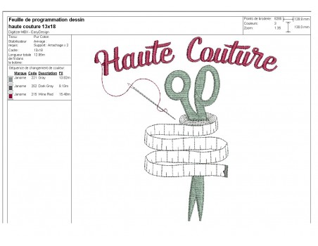 Motif de broderie machine  haute couture