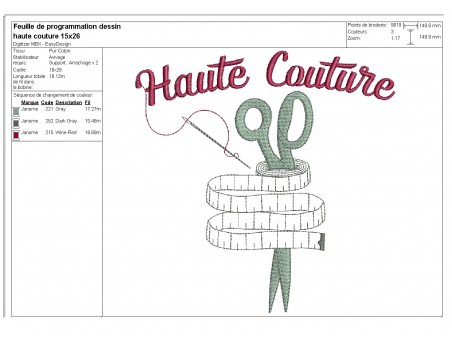 Motif de broderie machine  haute couture