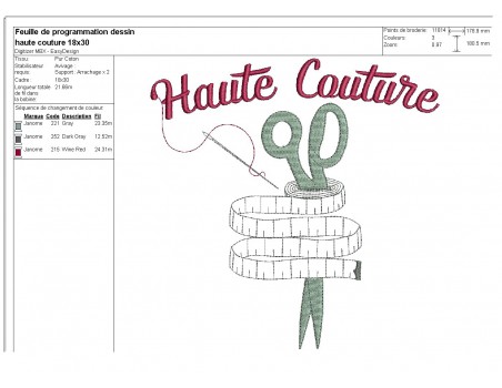 Motif de broderie machine  haute couture