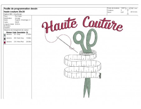 Motif de broderie machine  haute couture