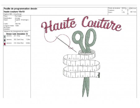 Motif de broderie machine  haute couture