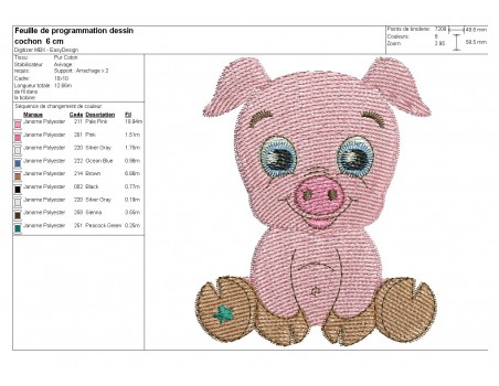 Motif de broderie machine cochon