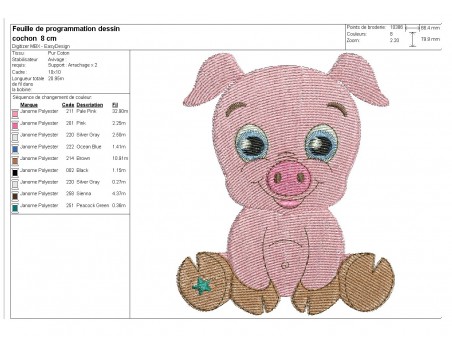 Motif de broderie machine cochon