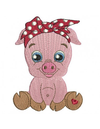 Instant download machine embroidery pig with star