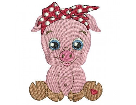 Instant download machine embroidery pig with star