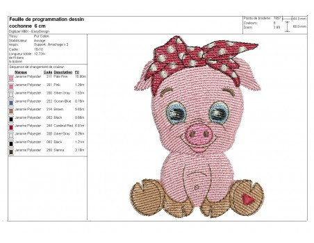 Instant download machine embroidery pig with star